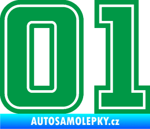 Samolepka Startovní číslo 01 typ 5 zelená