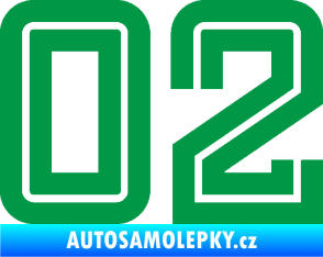 Samolepka Startovní číslo 02 typ 7 zelená