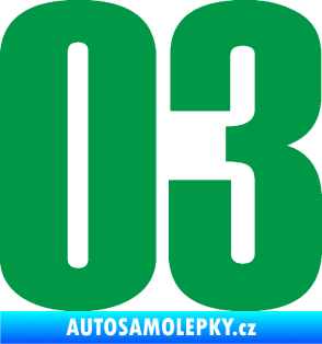 Samolepka Startovní číslo 03 typ 2   zelená