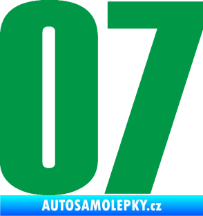 Samolepka Startovní číslo 07 typ 2   zelená