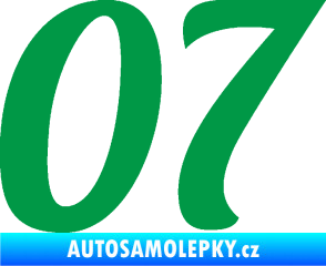 Samolepka Startovní číslo 07 typ 3 zelená