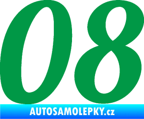 Samolepka Startovní číslo 08 typ 3 zelená