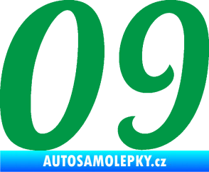 Samolepka Startovní číslo 09 typ 3  zelená