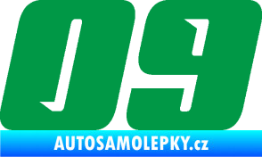 Samolepka Startovní číslo 09 typ 6 zelená