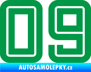 Samolepka Startovní číslo 09 typ 7 zelená