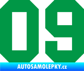 Samolepka Startovní číslo 09 zelená
