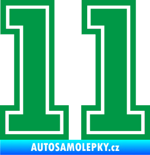 Samolepka Startovní číslo 11 typ 5 zelená