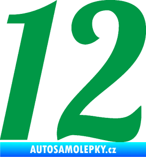 Samolepka Startovní číslo 12 typ 3    zelená