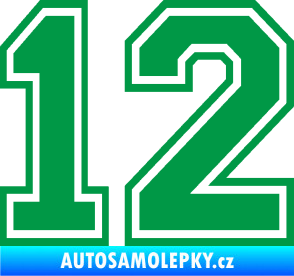 Samolepka Startovní číslo 12 typ 4 zelená