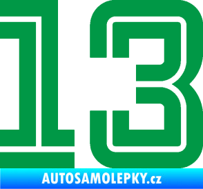 Samolepka Startovní číslo 13 typ 7 zelená