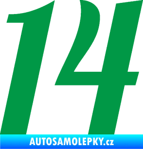 Samolepka Startovní číslo 14 typ 3      zelená