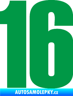 Samolepka Startovní číslo 16 typ 2   zelená