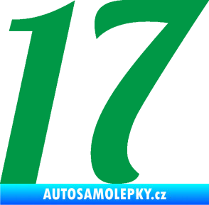Samolepka Startovní číslo 17 typ 3        zelená
