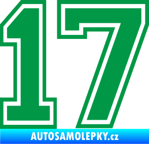 Samolepka Startovní číslo 17 typ 4 zelená
