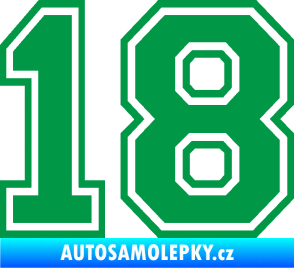 Samolepka Startovní číslo 18 typ 4 zelená