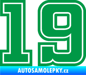 Samolepka Startovní číslo 19 typ 5 zelená