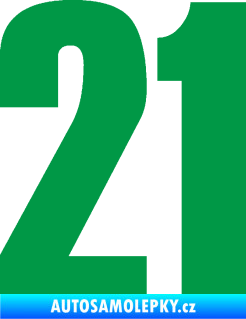 Samolepka Startovní číslo 21 typ 2        zelená