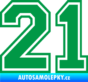 Samolepka Startovní číslo 21 typ 4 zelená