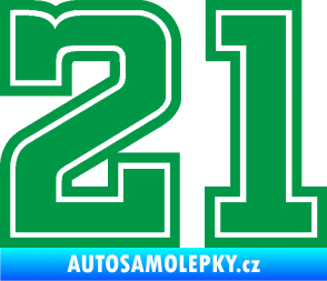 Samolepka Startovní číslo 21 typ 5 zelená