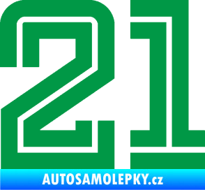 Samolepka Startovní číslo 21 typ 7 zelená