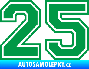 Samolepka Startovní číslo 25 typ 4 zelená