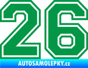 Samolepka Startovní číslo 26 typ 4 zelená