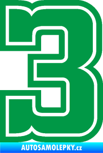 Samolepka Startovní číslo 3 typ 5 zelená