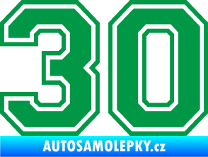 Samolepka Startovní číslo 30 typ 4 zelená
