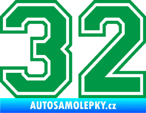 Samolepka Startovní číslo 32 typ 4 zelená