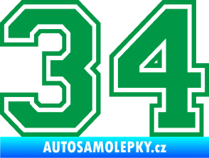 Samolepka Startovní číslo 34 typ 4 zelená