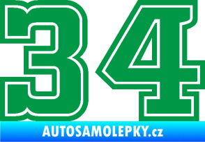 Samolepka Startovní číslo 34 typ 5 zelená