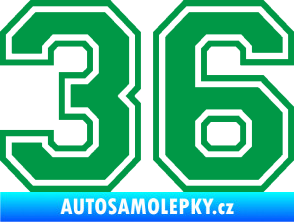 Samolepka Startovní číslo 36 typ 4 zelená