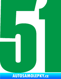 Samolepka Startovní číslo 51 typ 2 zelená