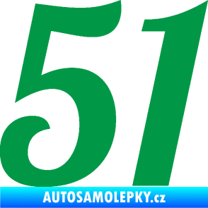 Samolepka Startovní číslo 51 typ 3 zelená