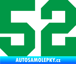 Samolepka Startovní číslo 52 zelená