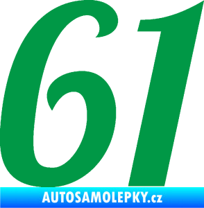 Samolepka Startovní číslo 61 typ 3 zelená