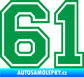 Samolepka Startovní číslo 61 typ 4 zelená