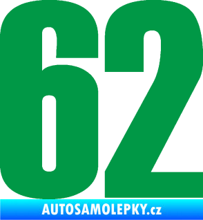 Samolepka Startovní číslo 62 typ 2  zelená