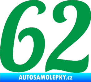 Samolepka Startovní číslo 62 typ 3 zelená