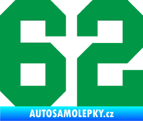 Samolepka Startovní číslo 62 zelená