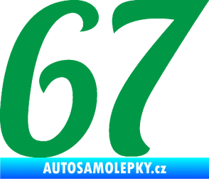 Samolepka Startovní číslo 67 typ 3 zelená