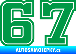 Samolepka Startovní číslo 67 typ 5 zelená