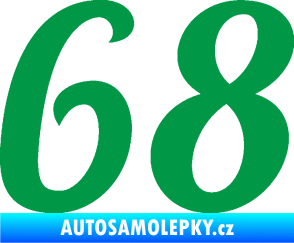 Samolepka Startovní číslo 68 typ 3 zelená