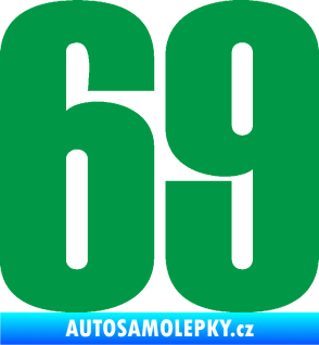 Samolepka Startovní číslo 69 typ 2        zelená