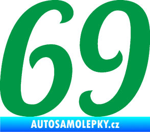 Samolepka Startovní číslo 69 typ 3 zelená