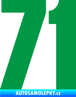 Samolepka Startovní číslo 71 typ 2  zelená
