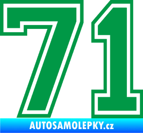 Samolepka Startovní číslo 71 typ 4 zelená