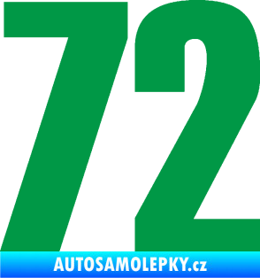 Samolepka Startovní číslo 72 typ 2   zelená