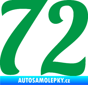 Samolepka Startovní číslo 72 typ 3   zelená