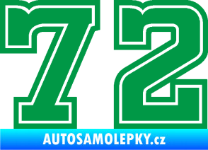 Samolepka Startovní číslo 72 typ 5 zelená